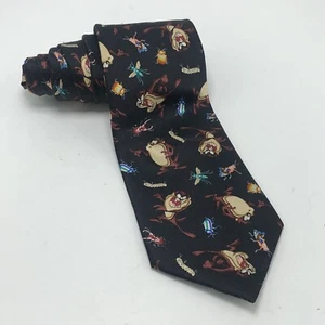 Warner Bros Mens Black Tasmanian Devil Taz Neck Tie Bugs Insects  - Picture 1 of 4