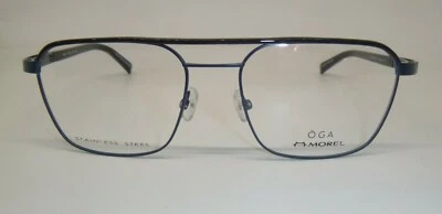 Armação de óculos de metal aviador OGA Morel 10091O azul preto BN16 57-18-145 100910 - Imagem 1 de 4