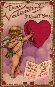 Valentinstag, Amor, Herz, Prägekarte, 1911 - Picture 1 of 2