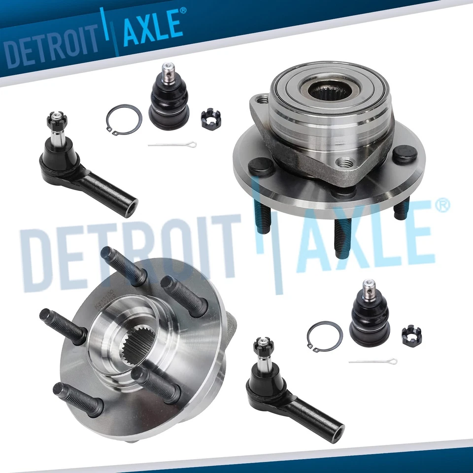 6pc Front Wheel Hub Bearing Outer Tierods Kit for 1996-2007 Taurus Mercury Sable - Image 1 of 4