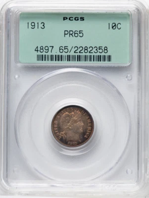 1895 Barber Dime PCGS PF65 Iridescent Lilac-Rose-Champagne-Great Mirrors-OGH-PQ+ - Image 1 of 2