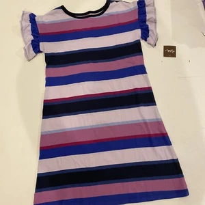 NWT Sz 10 Tea Collection Celebration Blue Striped Ruffle Sleeve Knit Dress - Picture 1 of 4