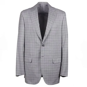 Kiton Slim-Fit Light Gray Check Super 180s Wool Suit 48 Long (Eu 58L) NWT - Picture 1 of 10