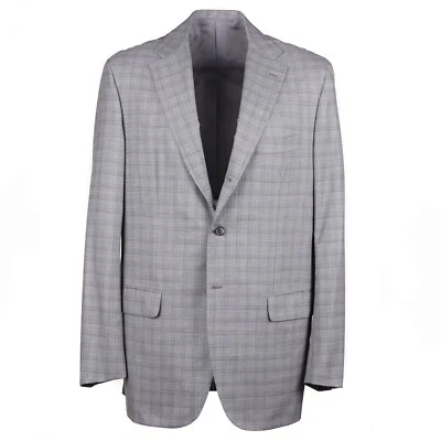 Kiton Slim-Fit Light Gray Check Super 180s Wool Suit 48 Long (Eu 58L) NWT - Image 1 of 4