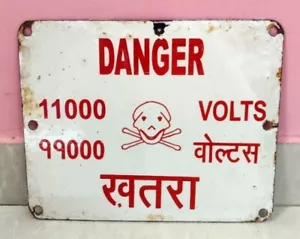 Sammlerstück Indianer 11000 Volt Strom elektrisch Gefahr Warnung Blechschild Tafel - Bild 1 von 2