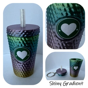 4 pack Studded Coffee Tumbler Keychain w/ Screw Top Lid!! Coral and Gradient - Picture 1 of 4