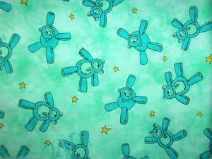 42"x18" cotton BABY fabric Patrick Lose Hi Fashion green teddy bears yellow star - Picture 1 of 3