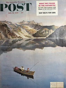 1955 John Clymer Saturday Evening Post Fishing Mountain Lake Magazine Cover Only - Picture 1 of 1