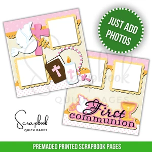 First Communion Girl Pink PRINTED Premade Scrapbook Quick Pages 22 - Bild 1 von 2