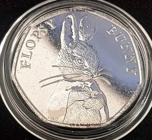 Moneda Flopsy Bunny Beatrix Potter 2018 50p cincuenta peniques unc en cápsula protectora - Imagen 1 de 2