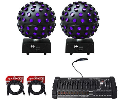 (2) American DJ ADJ Starburst Sphere Shooting Beam Effect Lights+DMX Controller - Image 1 of 4