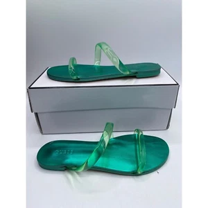 Guess Women's Green Nericea Tubular Flat Round Toe Slide Sandals Size 5M NWB - Picture 1 of 5