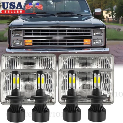 Faros LED 4"X6" 4 piezas haz alto-bajo para camioneta Chevy C10 1981-87 Ford Mustang Foto 1 de 4