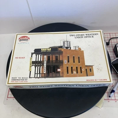 Model Power HO scale Plastic Kit Two Story Western Union Office Kit #452 NEW T1 - Image 1 of 4