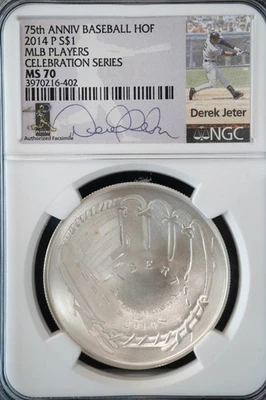2014 Baseball HOF $1 NGC MS-70 MLB Players Celebration Series - Jeter - Image 1 of 2