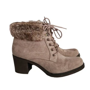 Sophie17 Taupe Brown Women's Size 9 Faux Fur Boots Y2K Cozy Chic - Picture 1 of 9