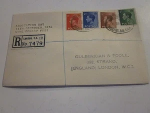 GB KEVIII 1936 REGD COVER ABDICATION DAY EC12 LONDON ENGLAND 11.12.1936 NR.7479 - Bild 1 von 4