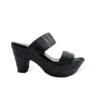 Stuart Weitzman Women’s Blue Woven Leather Slide Sandals Double Strap Platform - Picture 1 of 9