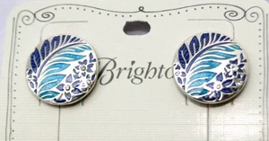 NWT Brighton Terra Silver, Blue Enamel Crystal Post Earrings $58 - Picture 1 of 5