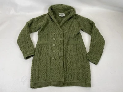 Aran Crafts Merino Wool Sweater Cardigan Womens Size XS Green - Image 1 of 4