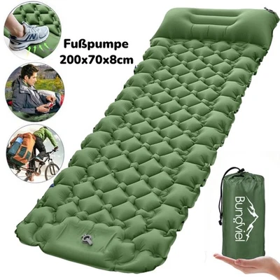 Isomatte Selbstaufblasend 8cm Ultraleichte Outdoor Campingmatte mit Fußpumpe 2m - Bild 1 von 4