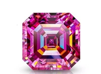 1.5 Ct Pink Lab Grown Diamond Asscher Cut VVS1 Loose Gemstone for  Ring Jewelry - Image 1 of 3