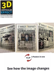 Harry Potter-Daily Prophet-3D Lenticular Flip Effect- 3 Images Changes,3 In One - Picture 1 of 9