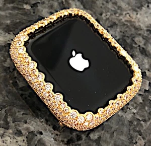 Serie 2/3 42mm Oro Amarillo LabDiamond Apple Watch Bisel Estuche Cubierta Metal Brillante - Imagen 1 de 7