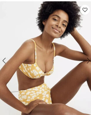 Top de bikini Madewell segunda ola con aros dorado tarde pequeño amarillo floral Foto 1 de 3