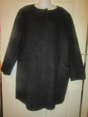*NEW* KATHERINE KELLY ALPACA & WOOL LEATHER TRIM BLAZER COAT PERU~XLARGE - Image 1 of 4