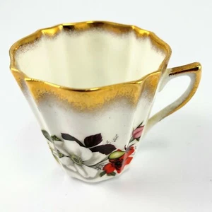 Vintage ROYAL DOVER Bone China Cup England Floral Pattern Gold Trim - Picture 1 of 5