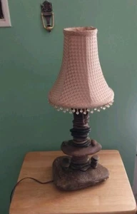 River Rock Lamp Handmade 17" Electric Plug - Shade Sold SEPARATELY Asheville NC - Picture 1 of 23