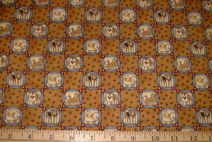 DEBBIE MUMM Fabric Small Dog Squares - Dark Tan 15" REMNANT - Picture 1 of 1