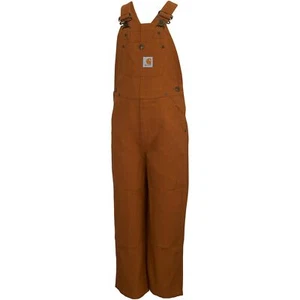 Carhartt boys Bib (Lined and Unlined) Overalls, Carhartt Brown Canvas, 7 US - Picture 1 of 3
