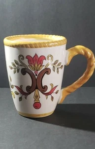 Pier 1 Earthenware Coffee Mug Tea Cup Oralia Large Hand Painted Pottery 20 Oz. - Picture 1 of 9
