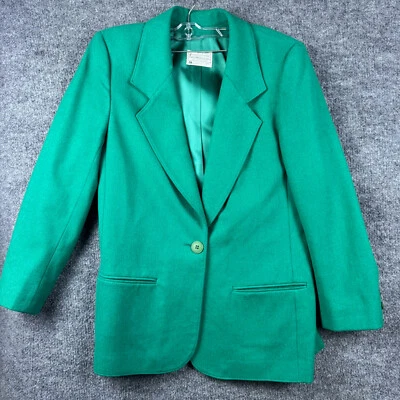 Jaqueta Blazer Feminina Vintage Pendleton Casaco Esportivo 8 Verde Lã Virgem Fabricada nos EUA - Imagem 1 de 4
