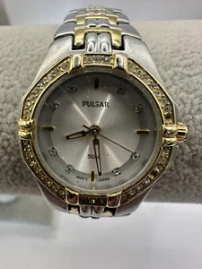 Pulsar VX51-X416 Two Tone Quartz Analog Women's Watch 27MM 7" New Battery Y - Picture 1 of 9