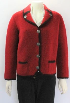 Abrigo chaqueta roja vintage de lana hervida Hofer Austria años 40 con botones  Foto 1 de 4