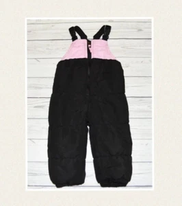 Infant Girls 24 months TIMBERLAND Quilted Overall Bibs Snow Pants Black Pink - Picture 1 of 3