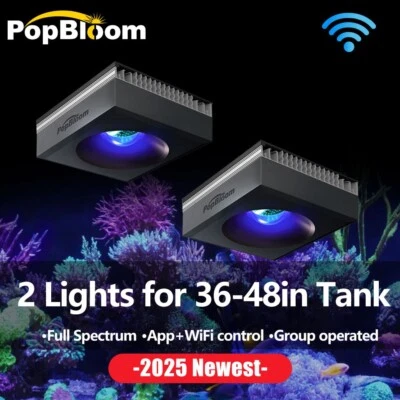 PopBloom 2PCS RL90 Full Spectrum Marine LED Aquarium Lighting for 48in Reef Tank - Image 1 of 4
