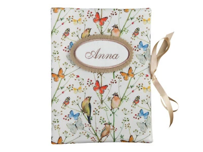 Sammelmappe DIN A5 - Vögel weiß beige - 20 Sichthüllen - Stammbuch Rezepte Name - Bild 1 von 4