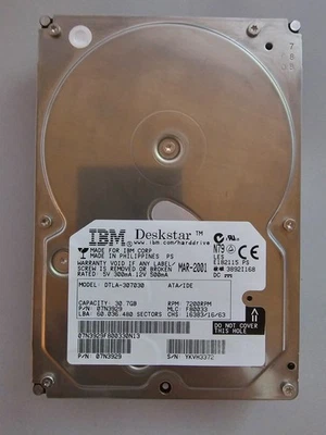 IBM DeskStar 30,7GB PATA/IDE HDD DTLA-307030 - Bild 1 von 3