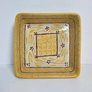 Temp-Tations Old World Yellow Square Baker 2.0 Qt Glass Trivet With Metal Stand - Picture 1 of 10