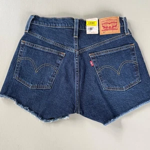 Levi's 501 Women's Shorts Raw Hem Dark Wash NWT Size 26 Button Fly - Picture 1 of 10