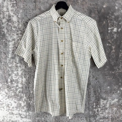 LL Bean размер S морщинистый шашки причинно кнопка рубашка слоновой кости короткий рукав - Изображение 1 из 4