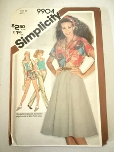 Simplicity 9904 Vintage Muster Miss Button Shirt Scoop Tank Pull-On ausgestellter Rock 14 - Bild 1 von 4