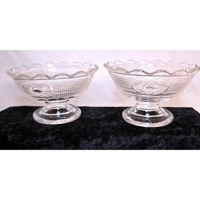 1882 RARO 2 EAPG Cantón Vidrio Cisne con Malla Transparente/Fruta Desierto Pata Cuenco Foto 1 de 4