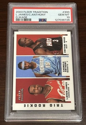 Fleer Tradition 2003 LeBron James/Carmelo Anthony/Dwyane Wade trío de novatos PSA 10 Foto 1 de 2
