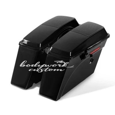 Alforjas rígidas negras con tapas de altavoz de 6x9" + pestillo y llaves para Harley Touring 1994-13 Foto 1 de 4