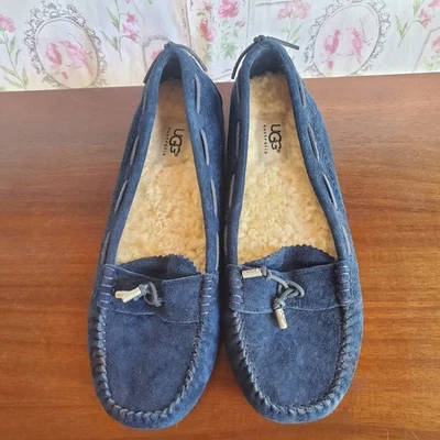 UGG Slippers Roni Women's Mocassin Loafer Shoe SZ US 8.5 Navy Sheepskin Lining - Image 1 of 4
